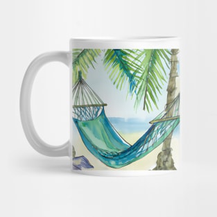 Tropical Beach Hammock Watercolor Mug